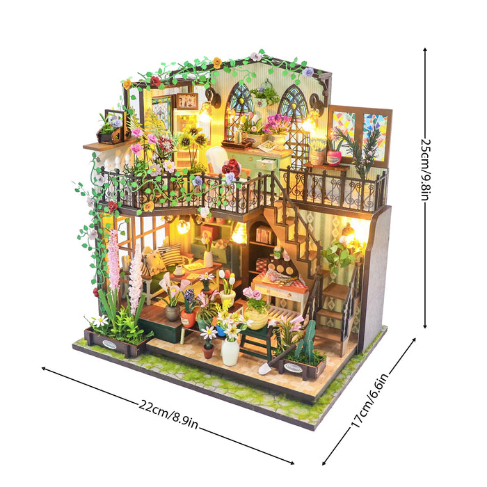 DIY Miniatuur Kas-Huis met Verlichting – Handgemaakte 3D Puzzel voor Creatieve Decoratie