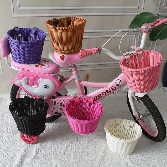 Handgeweven Fietsmand voor Kinderen – Plastic Rieten Mand voor de Fiets