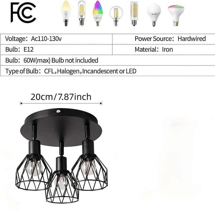 Industriële Drie-Licht Plafondlamp - Voor Flexibele en Moderne Verlichting