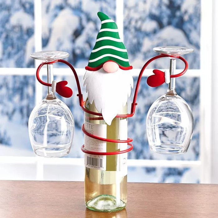 Festive Cheers Wijnglas Houder – Kerstman & Sneeuwpop Design voor Feestelijke Tafels