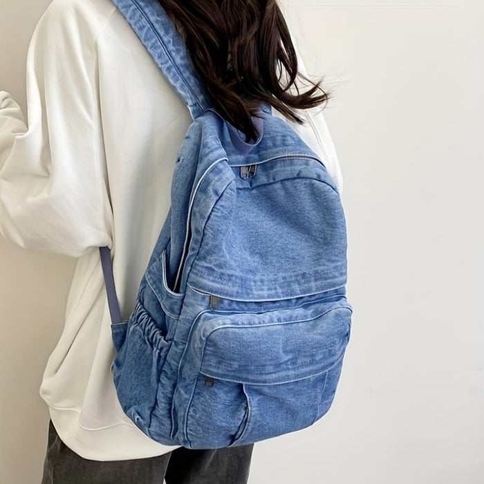 Denim Casual Rugzak – Trendy en Veelzijdige Reistas voor Mannen en Vrouwen