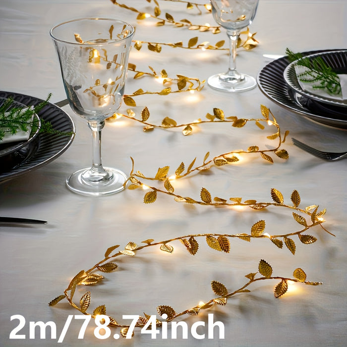 Gouden Bladeren Fairy Lights - Elegante Verlichting voor Tafelsetting en Feesten