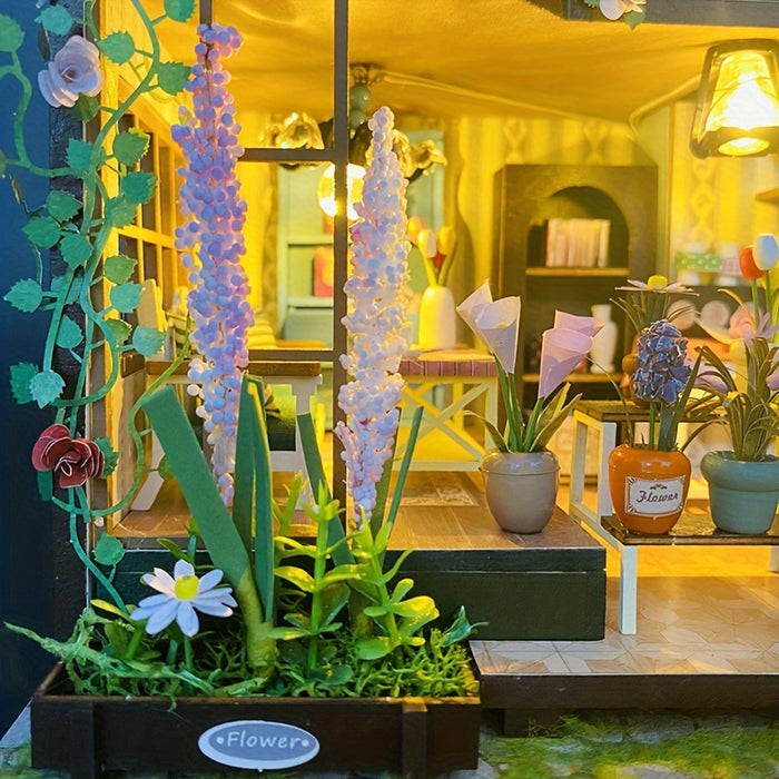 DIY Miniatuur Kas-Huis met Verlichting – Handgemaakte 3D Puzzel voor Creatieve Decoratie