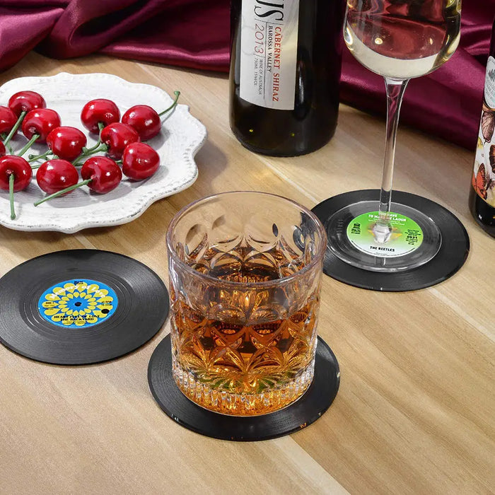 Retro Vinyl Coasters Set - Bescherm uw Meubels met Muzikale Stijl