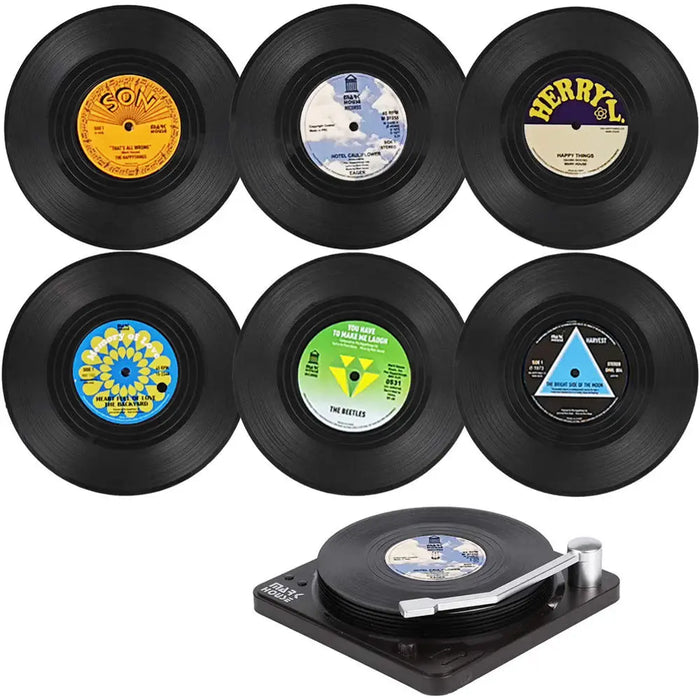 Retro Vinyl Coasters Set - Bescherm uw Meubels met Muzikale Stijl