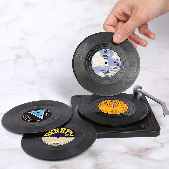 Retro Vinyl Coasters Set - Bescherm uw Meubels met Muzikale Stijl