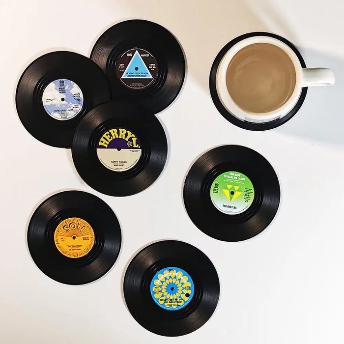 Retro Vinyl Coasters Set - Bescherm uw Meubels met Muzikale Stijl