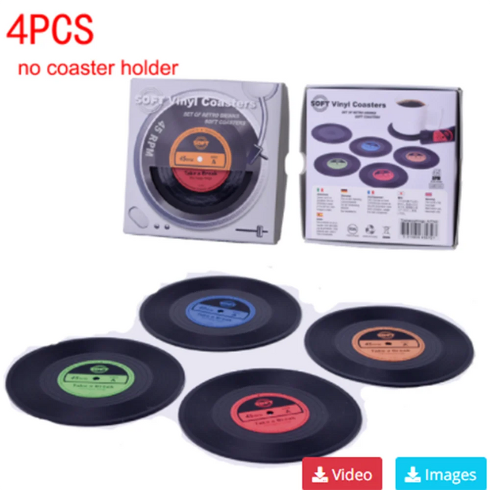 Retro Vinyl Coasters Set - Bescherm uw Meubels met Muzikale Stijl