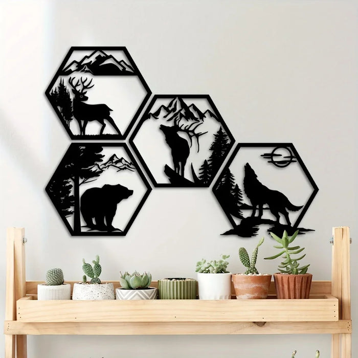 Wildernis Geometrische Wanddecoratie – Dieren en Bergen