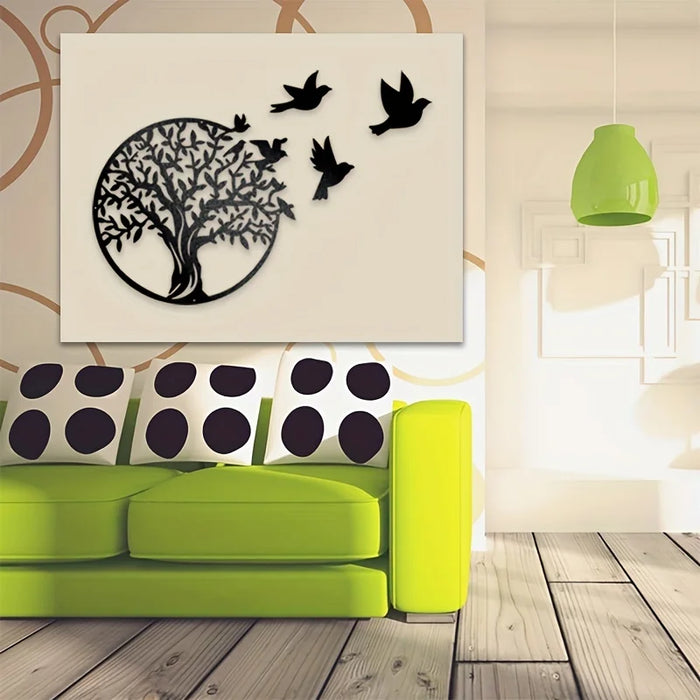 Nature's Harmony Wanddecoratie – Boom en Vogels