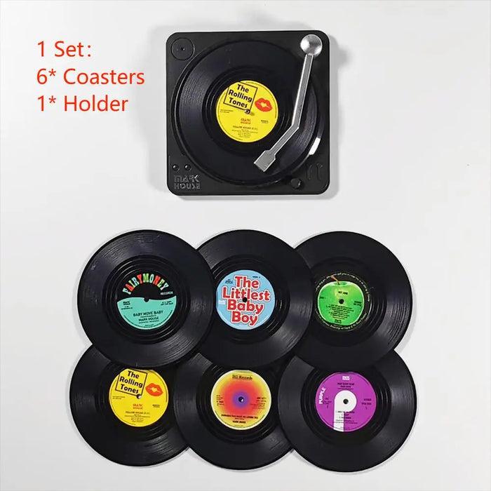 Retro Vinyl Coasters Set - Bescherm uw Meubels met Muzikale Stijl