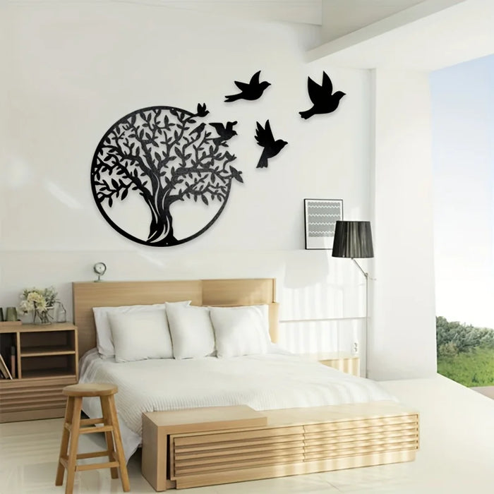 Nature's Harmony Wanddecoratie – Boom en Vogels