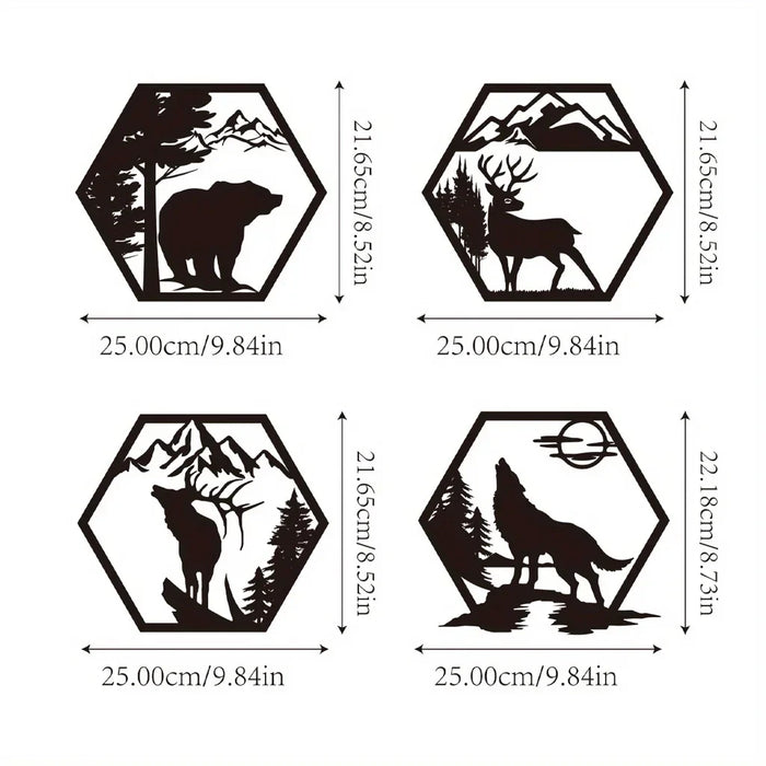 Wildernis Geometrische Wanddecoratie – Dieren en Bergen