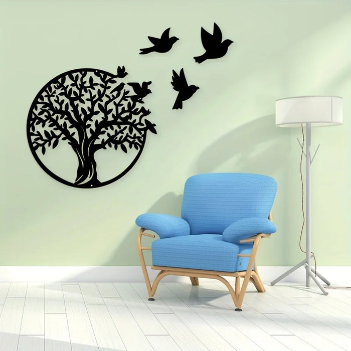 Nature's Harmony Wanddecoratie – Boom en Vogels