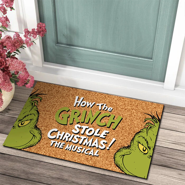 Kerstdeurmat met Grinch Ontwerp - Vrolijke Welkom voor de Feestdagen