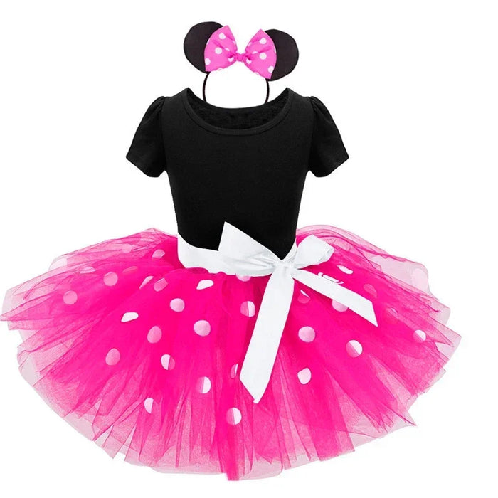 Minnie Mouse Kostuum voor Meisjes – Polkadot Jurk met Haarband en Strik