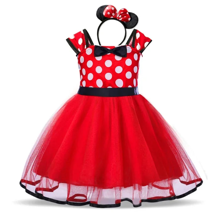 Minnie Mouse Kostuum voor Meisjes – Polkadot Jurk met Haarband en Strik