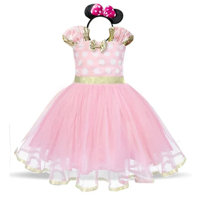 Minnie Mouse Kostuum voor Meisjes – Polkadot Jurk met Haarband en Strik