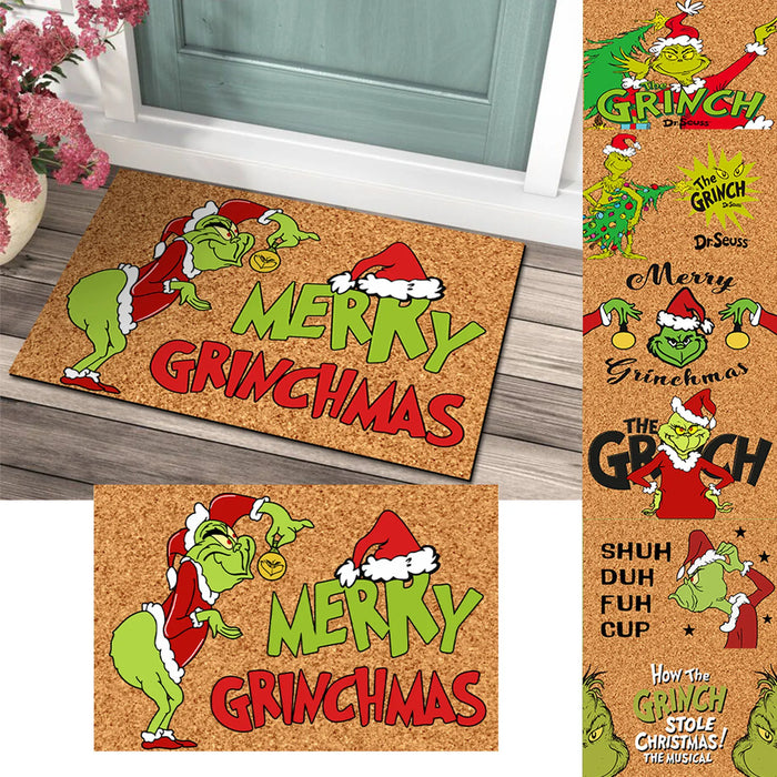 Kerstdeurmat met Grinch Ontwerp - Vrolijke Welkom voor de Feestdagen