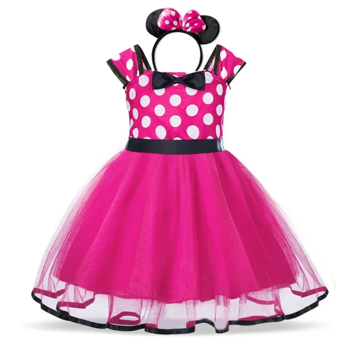 Minnie Mouse Kostuum voor Meisjes – Polkadot Jurk met Haarband en Strik