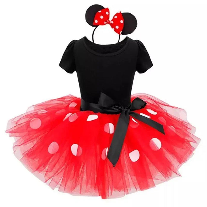 Minnie Mouse Kostuum voor Meisjes – Polkadot Jurk met Haarband en Strik