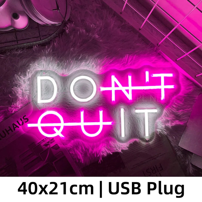 Inspirerende Neon Sign - "DON'T QUIT" Verlichting