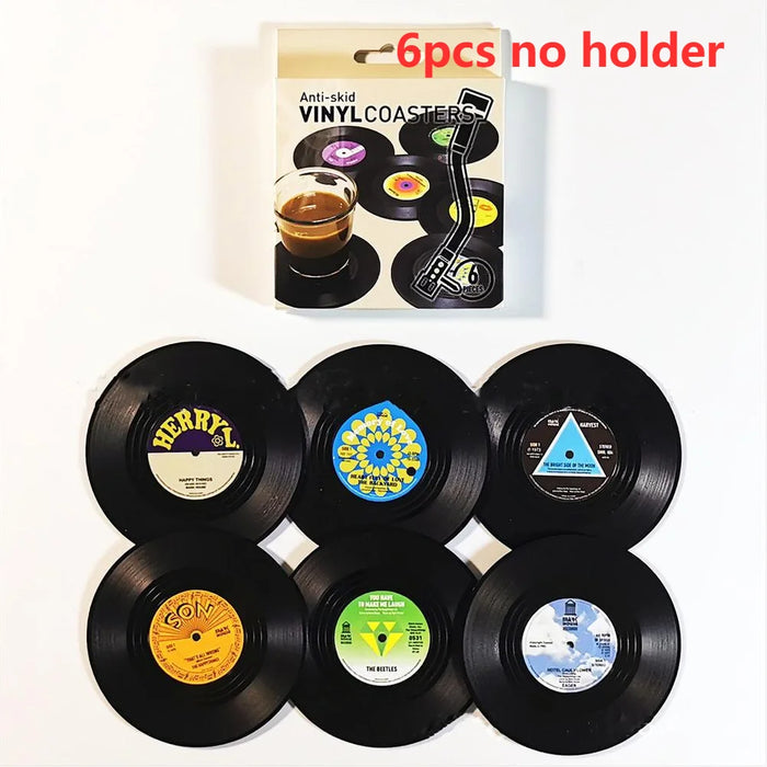 Retro Vinyl Coasters Set - Bescherm uw Meubels met Muzikale Stijl