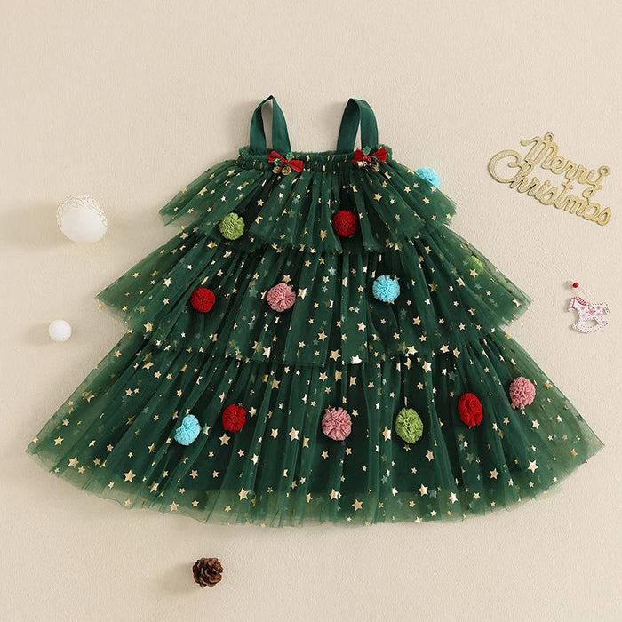 Kerstboom Jurk Voor Meisjes - Feestelijke Charme