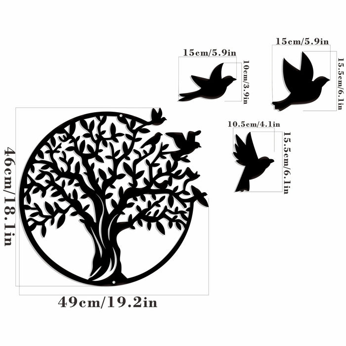 Nature's Harmony Wanddecoratie – Boom en Vogels