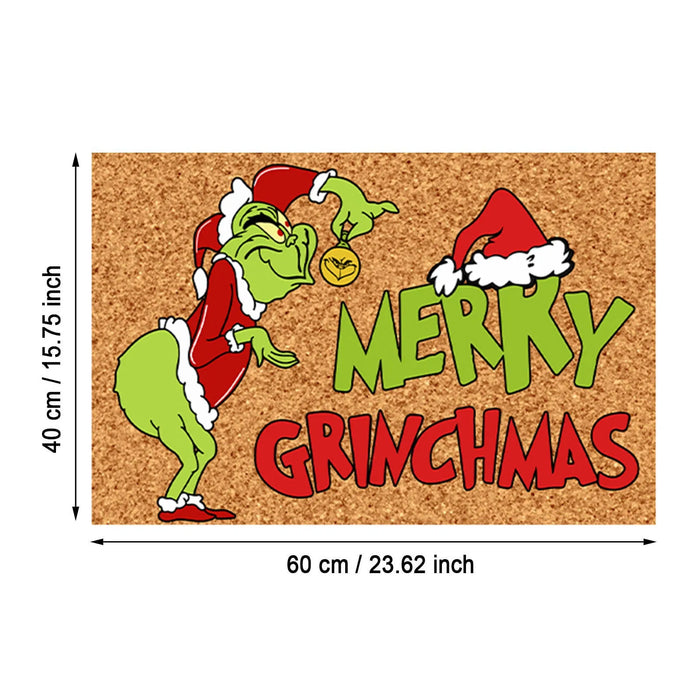 Kerstdeurmat met Grinch Ontwerp - Vrolijke Welkom voor de Feestdagen