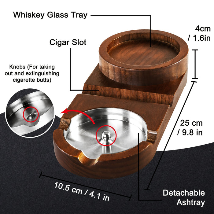 Creatieve Sigaren Asbak en Whiskey Glas Tray - Het Perfecte Vaderdag Cadeau of Relatiegeschenk