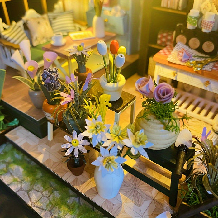 DIY Miniatuur Kas-Huis met Verlichting – Handgemaakte 3D Puzzel voor Creatieve Decoratie
