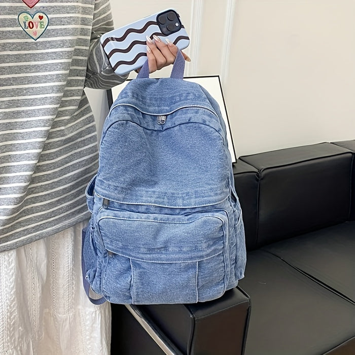 Denim Casual Rugzak – Trendy en Veelzijdige Reistas voor Mannen en Vrouwen