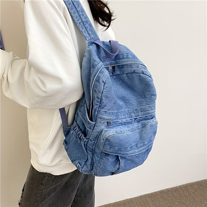 Denim Casual Rugzak – Trendy en Veelzijdige Reistas voor Mannen en Vrouwen