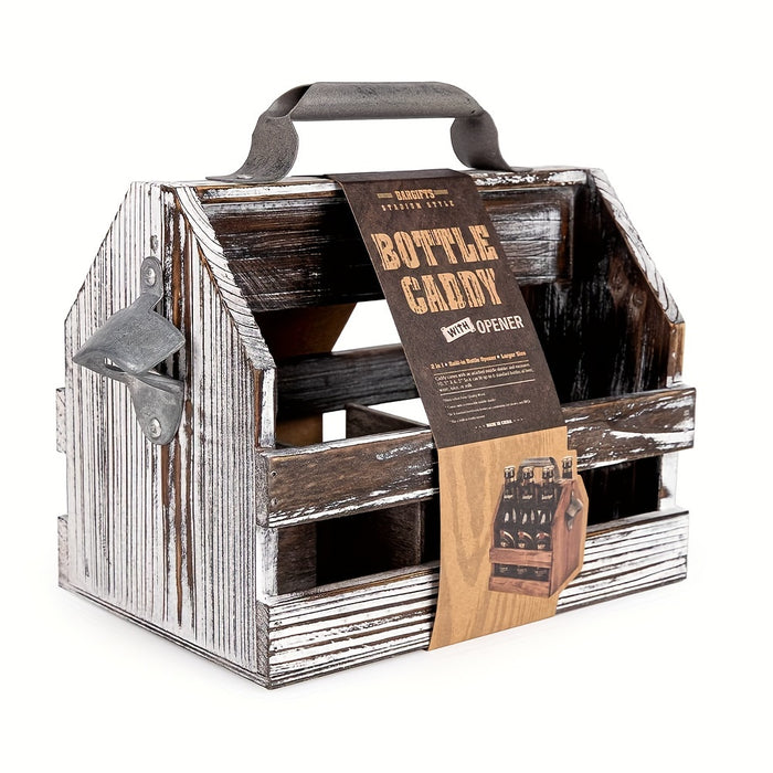 Houten Flessen Caddy met Flesopener - Perfect Vaderdag Cadeau of Relatiegeschenk