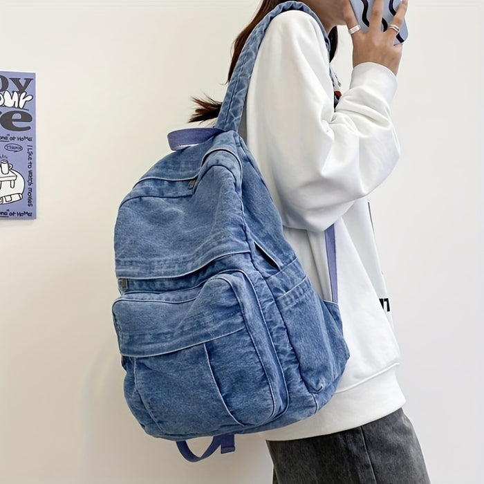 Denim Casual Rugzak – Trendy en Veelzijdige Reistas voor Mannen en Vrouwen