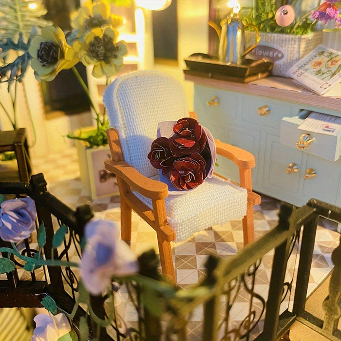 DIY Miniatuur Kas-Huis met Verlichting – Handgemaakte 3D Puzzel voor Creatieve Decoratie