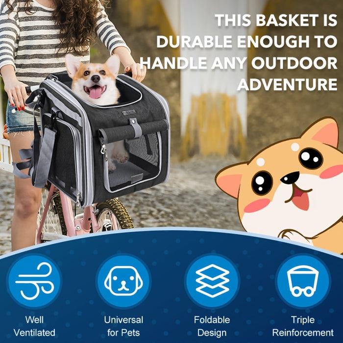 Uitbreidbare Fietsmand voor Huisdieren – Comfortabel en Veilig voor Kleine Honden en Katten