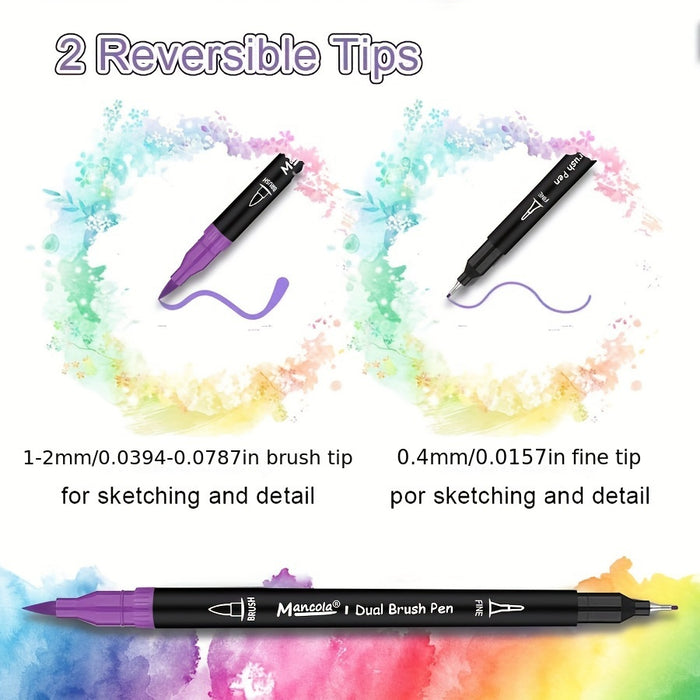 100 Kleuren Dual-Tip Stiften Set – Veelzijdige Fineliner en Brush Tips voor Creatieve Projecten