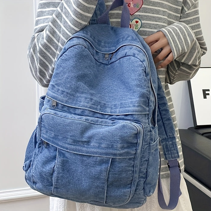Denim Casual Rugzak – Trendy en Veelzijdige Reistas voor Mannen en Vrouwen